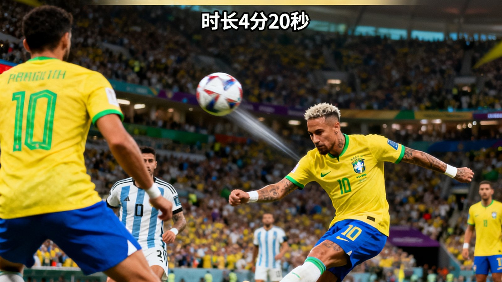 巴西3-1阿根廷全场集锦，内马尔35米世界波，时长4分20秒